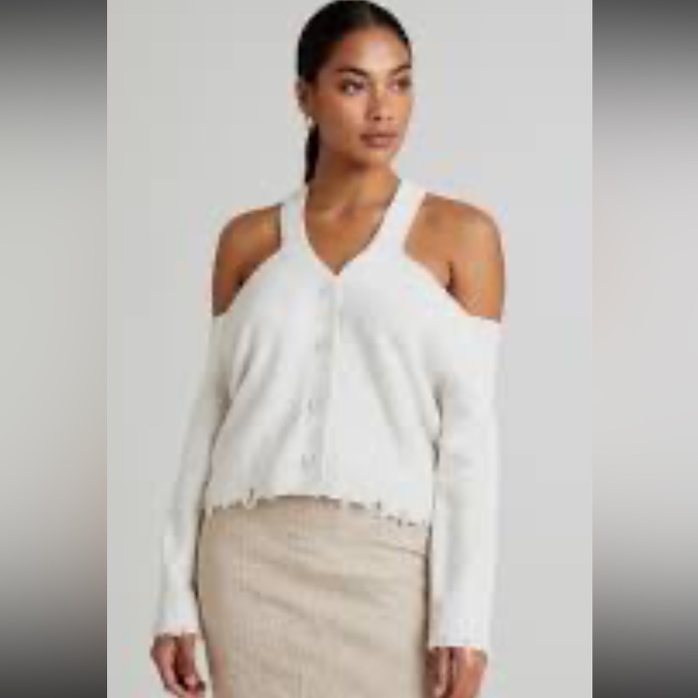 NWT 525 America Cut Out Cardigan White Sweater